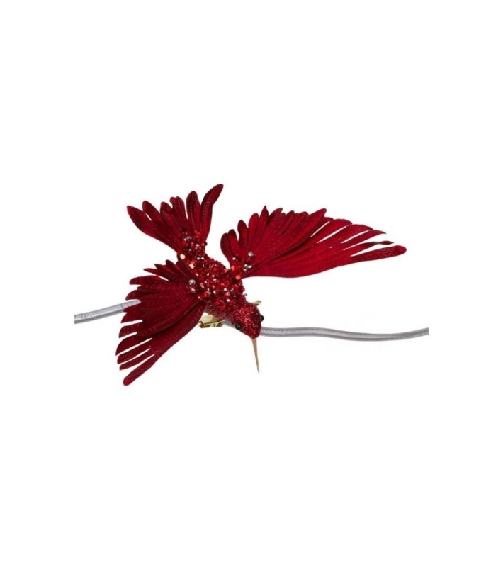 Glitter Jewel Hummingbird On Clip - Burgundy - 20Cm Glitter Jewel Hummingbird On Clip - Burgundy - 20Cm