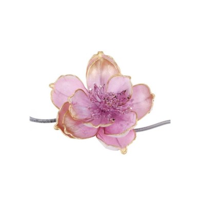 Magnolia Flower On Clip - Purple/Pink/Gold - 15Cm