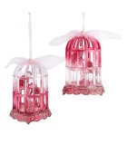 Ornament Burgundy Birdcage - Plastic Pink 11.43cm (2 designs)