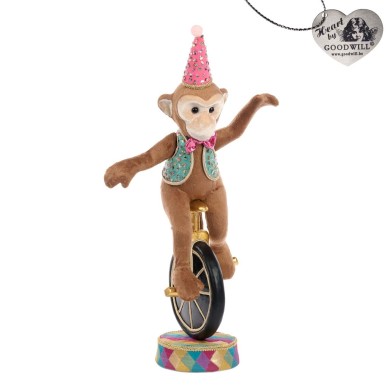 Decorative Monkey on unicycle - Circus - Multicolor - 57cm