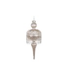 Glass Pearl & Bead Dangles Finial Orn - Silver - 23Cm Glass Pearl & Bead Dangles Finial Orn - Silver - 23Cm