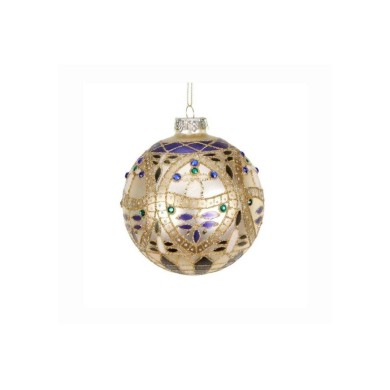 Jewel Leaf Net Ball Ornament - Cream/Gold/Green - 10Cm Jewel Leaf Net Ball Ornament - Cream/Gold/Green - 10Cm