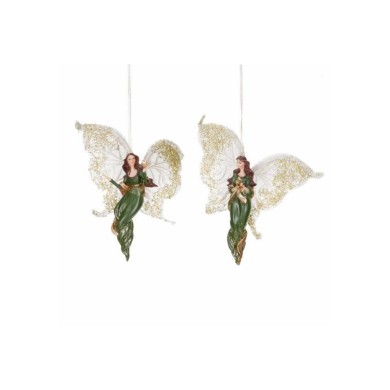 Fairy Butterfly Angel Ornament (2 Assorted) - Green - 18,5Cm