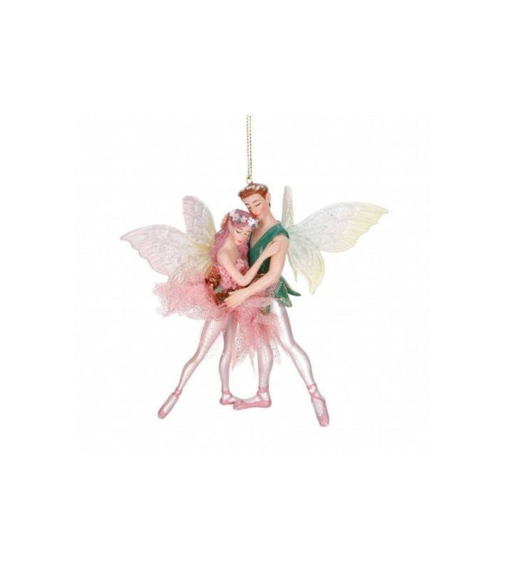 Lily Pond Fairy Couple Ornament - Green/Pink - 14Cm Lily Pond Fairy Couple Ornament - Green/Pink - 14Cm