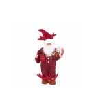 Fabric Bedtime Santa Decoration - Red - 53,5Cm