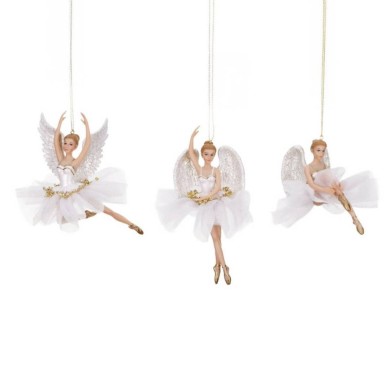 Tulle Angel Ballerina Orn (3 Ass.) - White - 15,5Cm