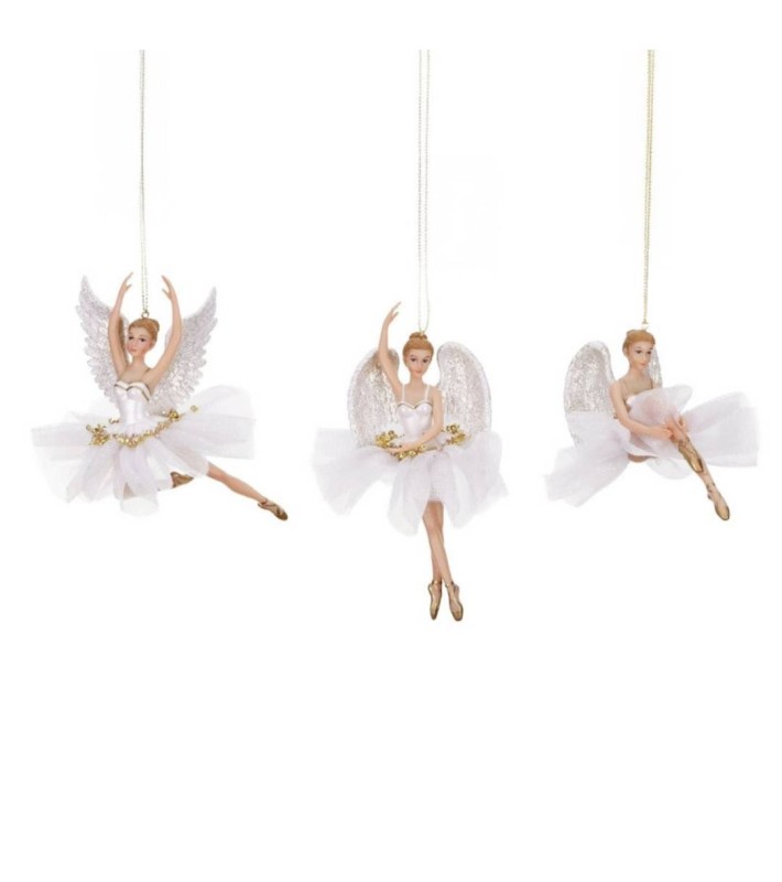 Tulle Angel Ballerina Orn (3 Ass.) - White - 15,5Cm Tulle Angel Ballerina Orn (3 Ass.) - White - 15,5Cm
