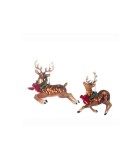 Jumping Xmas Deer Ornament (2 Ass.) - Brown/Red/Green - 17,5Cm