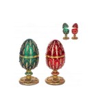 Antique Jewel Egg Box Decoration (2 Ass) - Red/Green/Gold - 23Cm