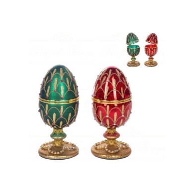 Antique Jewel Egg Box Decoration (2 Ass) - Red/Green/Gold - 23Cm Antique Jewel Egg Box Decoration (2 Ass) - Red/Green/Gold - 23Cm