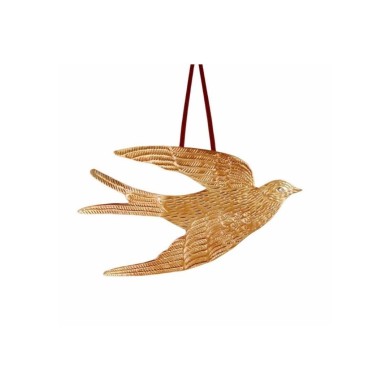 Metal Jewel Swallow Bird Orn - Gold - 28Cm