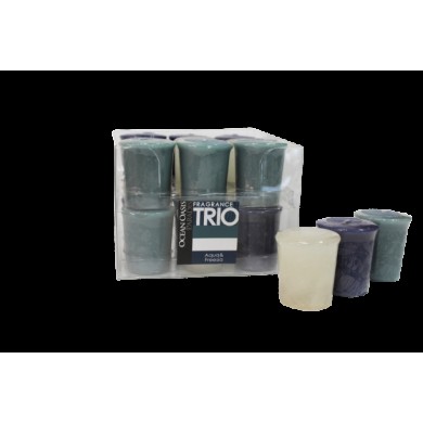 Candle Set - Trio - Blue/Green/White - 9pcs