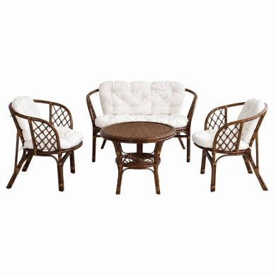 BAHAMAS LOUNGE SET (3-PIECE) – WITH CUSHIONS – BROWN