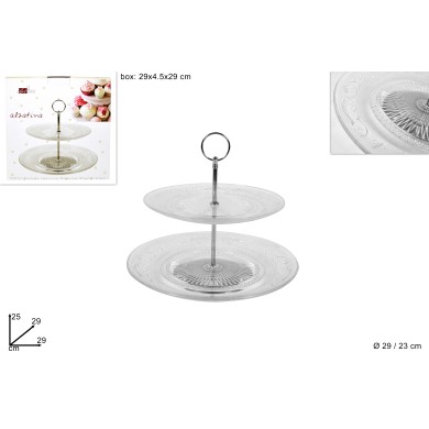 Serving Plate - 2 Levels - Transparent - 29x29xH25cm