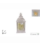 Lantern White with 3 Candles - 51cm Lantern White with 3 Candles - 51cm