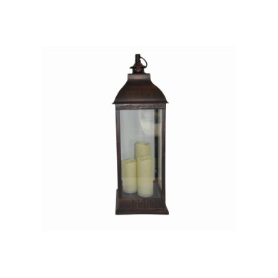 Lantern Black Copper Effect with 3 Candles - 71cm Lantern Black Copper Effect with 3 Candles - 71cm