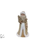 Decorative Santa Claus with Small Tree - White/ Gold- 18xH32cm