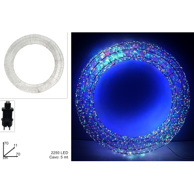 Φωτιζόμενο Στεφάνι  3D - Πολύχρωμο - Δ70εκ. (2250LED)