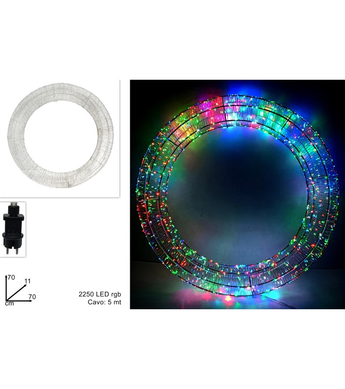 Φωτιζόμενο Στεφάνι 3D - Πολύχρωμο - Δ70εκ. - 2250LED (RGB) Φωτιζόμενο Στεφάνι 3D - Πολύχρωμο - Δ70εκ. - 2250LED (RGB)