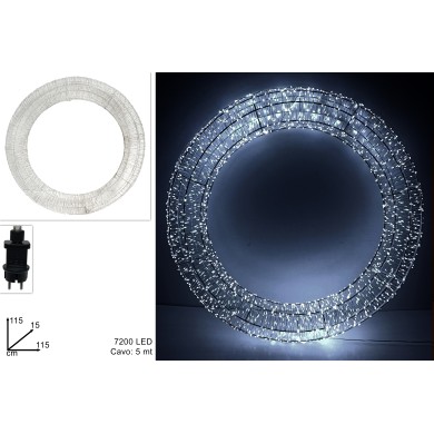 Φωτιζόμενο Στεφάνι 3D - Ψυχρό Λευκό - Δ115εκ. (7200LED)