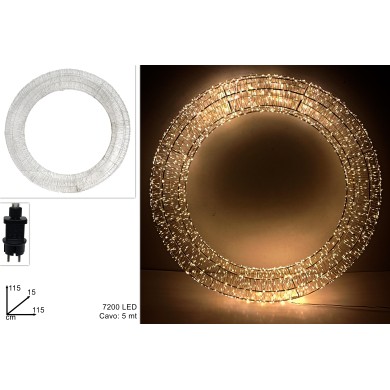 Φωτιζόμενο Στεφάνι 3D - Θερμό Λευκό - Δ115εκ. (7200LED)