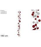 Decorative Garland - 60 Balls - White/Red - 180cm