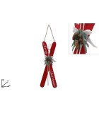 Hanging Decoration Ski- Wooden - Red 29x10xH98cm