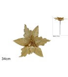 Decorative Branch - Flower - Gold - 34cm