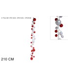 Decorative Garland - 31 Balls - White/Red - 210cm