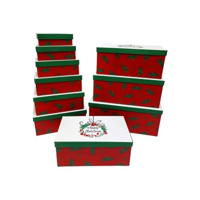 Rectangular Gift Boxes Set Leaves & Berries - 10pcs