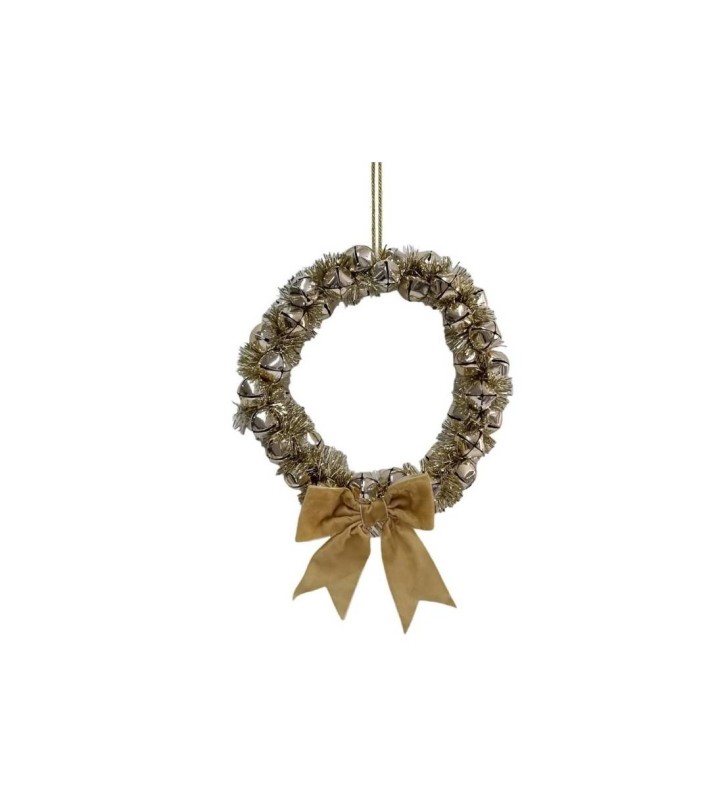 Door Hanging Bells Decoration with Gold Bow - 25 x 33cm Door Hanging Bells Decoration with Gold Bow - 25 x 33cm
