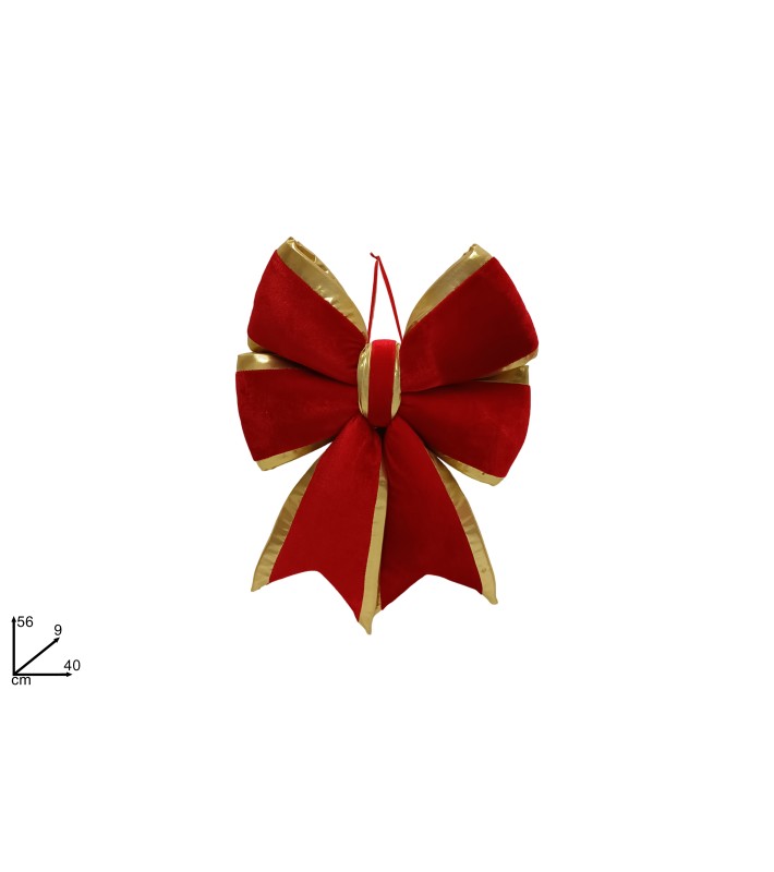 Decorative Velvet Bow - Red/Gold - 40xH56cm Decorative Velvet Bow - Red/Gold - 40xH56cm