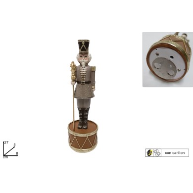 Decorative Nutcracker - Soldier - Gold/Brown - 8X8XH27cm. - Music/Movement