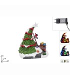 Christmas Carousel with Santa on Ladder Light Movement & Music - 23 x 24cm