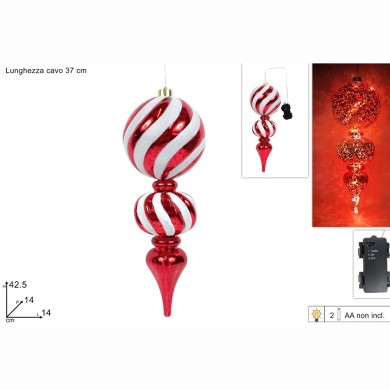 Hanging Decoration – Twinkle - Red/White – 14x14xH42.5cm - LED Hanging Decoration – Twinkle - Red/White – 14x14xH42.5cm - LED