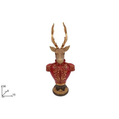 Decorative Reindeer - Glamour - Red/Brown - 15x8xH36cm
