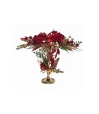 Centerpiece with Candle Holder Leaves & Balls Red Decor - 40cm Centerpiece with Candle Holder Leaves & Balls Red Decor - 40cm
