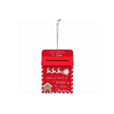 Christmas Wooden Mailbox Hanging Ornament - 2 Colors - 12,5 x 17cm