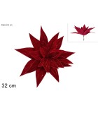 Decorative Flower With Clip – Elva – Velvet Red – H32cm