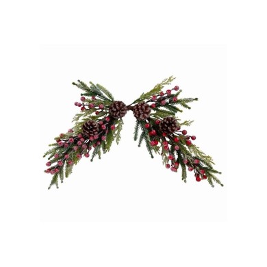 Door Hanging Decoration with Berries & Pinecones Snow Effect - 64cm