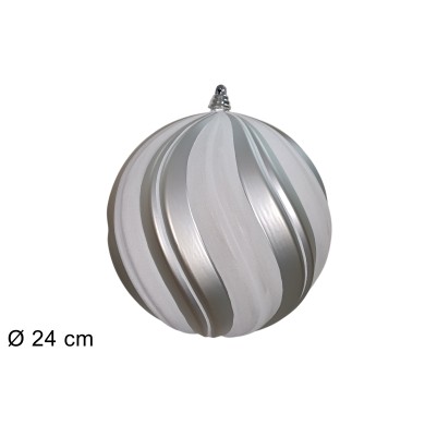 Ornament  Ball – Veloria - Silver/White – D24 cm Ornament  Ball – Veloria - Silver/White – D24 cm