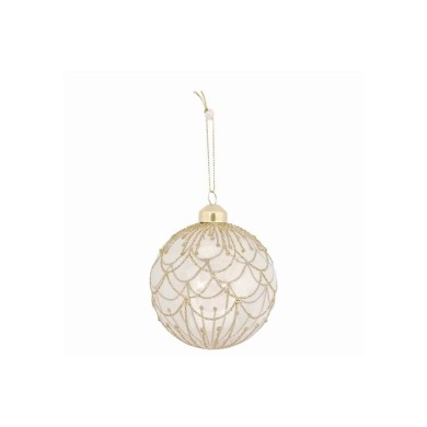Glass Ornament Ball - Transparent with Gold Decor - 10cm Glass Ornament Ball - Transparent with Gold Decor - 10cm