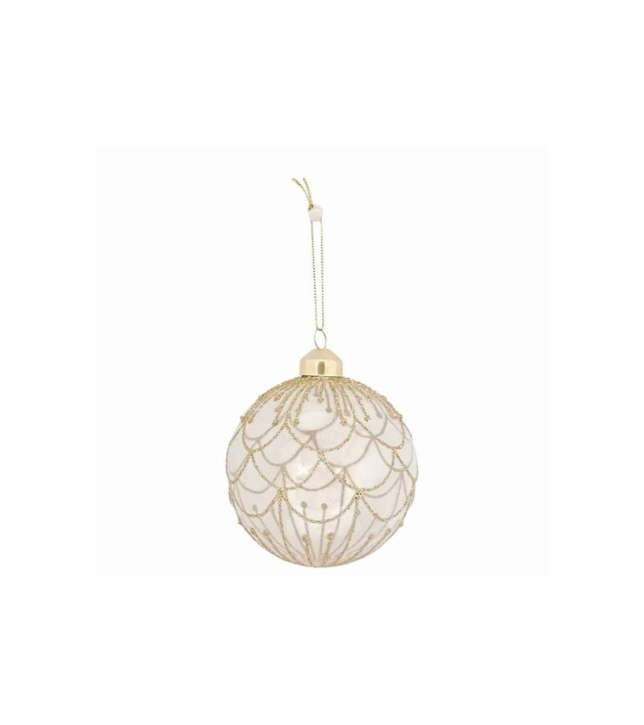 Glass Ornament Ball - Transparent with Gold Decor - 10cm Glass Ornament Ball - Transparent with Gold Decor - 10cm