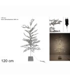 Christmas Tree Silver Glitter & Pearls with Lights - 120cm Christmas Tree Silver Glitter & Pearls with Lights - 120cm