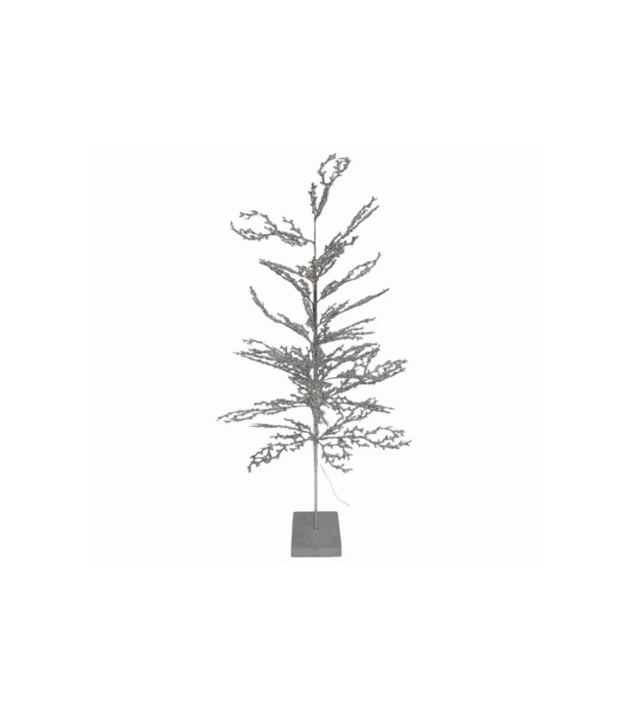 Christmas Tree Silver Glitter & Pearls with Lights - 120cm Christmas Tree Silver Glitter & Pearls with Lights - 120cm