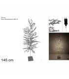 Christmas Tree Silver Glitter & Pearls with Lights - 145cm