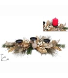 Centerpiece with Candle Holder 3 Positions Gold & Champagne Leaves Centerpiece with Candle Holder 3 Positions Gold & Champagne Leaves