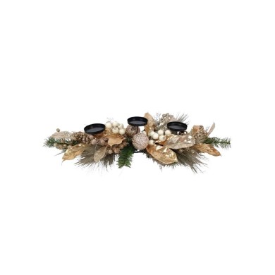 Centerpiece with Candle Holder 3 Positions Gold & Champagne Leaves Centerpiece with Candle Holder 3 Positions Gold & Champagne Leaves