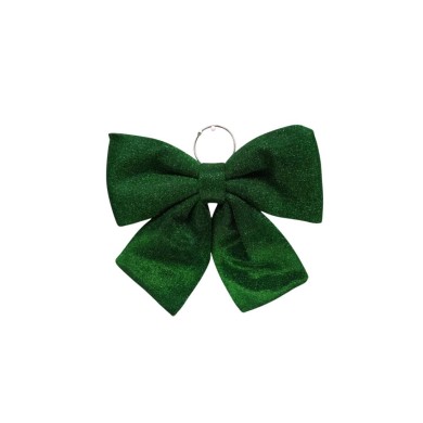 Decorative Glitter Bow - Green - 34cm