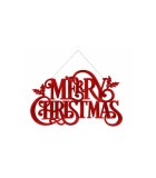 Hanging Sign Merry Christmas - Metal Red - 27,6 x 37,6cm